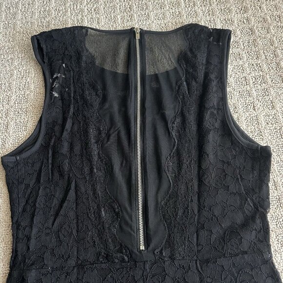 Express Women Medium M Black Lace Top Zip Back Stretch Fitted Goth 90s Rock Y2k - Picture 7 of 11